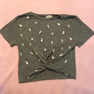 Gray Panda Crop Top